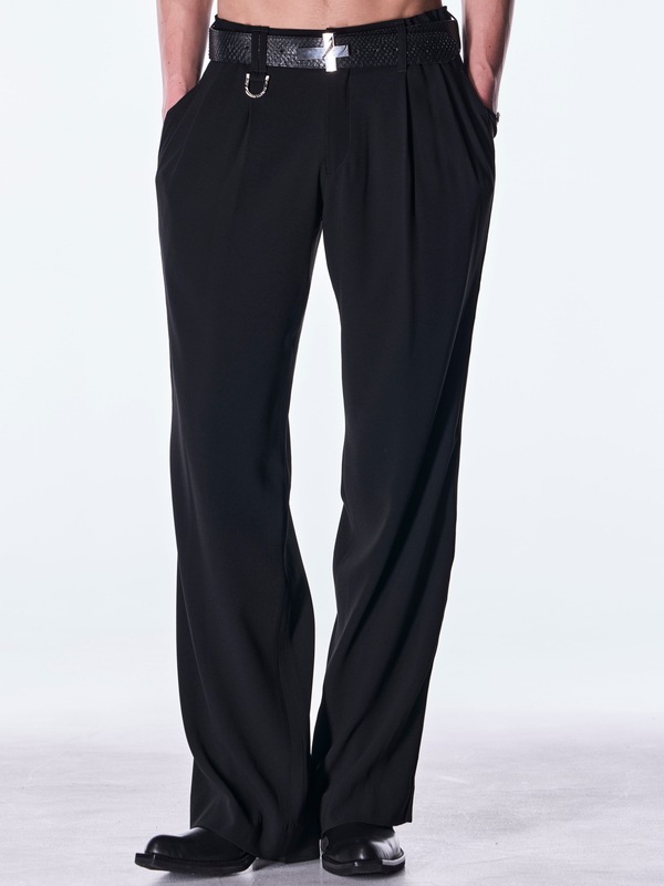 (ͽ���ʡ�8������9������ͽ��/kiryuyrik������奦����奦/Back Satin Wide Slacks/Black