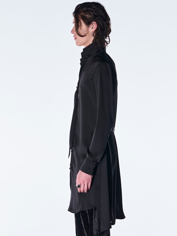 (ͽ���ʡ�8������9������ͽ��/kiryuyrik������奦����奦/Vintage Satin Stand Collar Shirt/Black