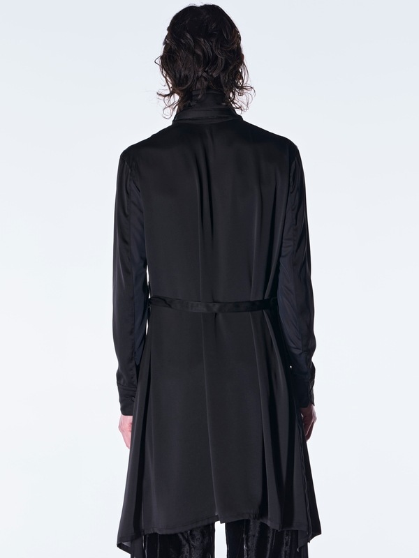 (ͽ���ʡ�8������9������ͽ��/kiryuyrik������奦����奦/Vintage Satin Stand Collar Shirt/Black