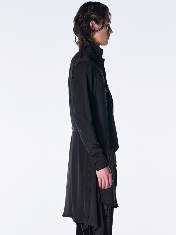 (ͽ���ʡ�8������9������ͽ��/kiryuyrik������奦����奦/Vintage Satin Stand Collar Shirt/Black