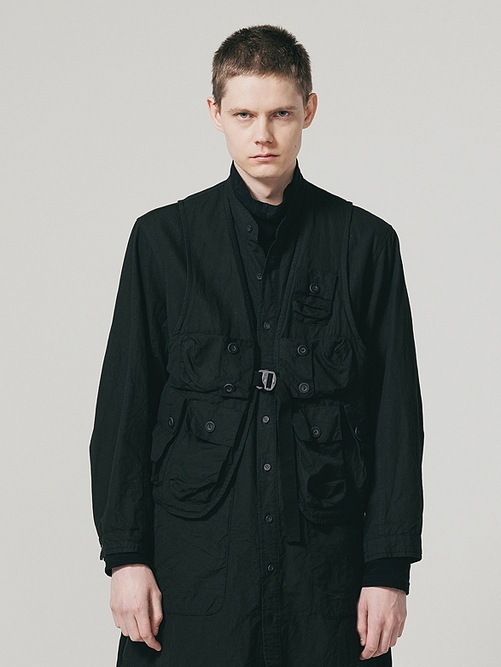 �㴰���nude:masahiko maruyama ���̡���:�ޥ��ҥ��ޥ���/Cotton/Japanese Paper Cloth GARMENT DYED MULTI POCKET VEST/Black