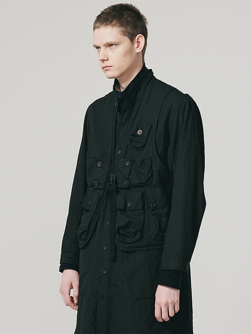�㴰���nude:masahiko maruyama ���̡���:�ޥ��ҥ��ޥ���/Cotton/Japanese Paper Cloth GARMENT DYED MULTI POCKET VEST/Black
