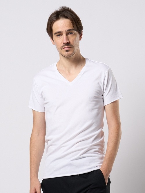 (ͽ���ʡ�3��4������ͽ��/wjk�����֥른��������/cut-off V-neck S/S/white