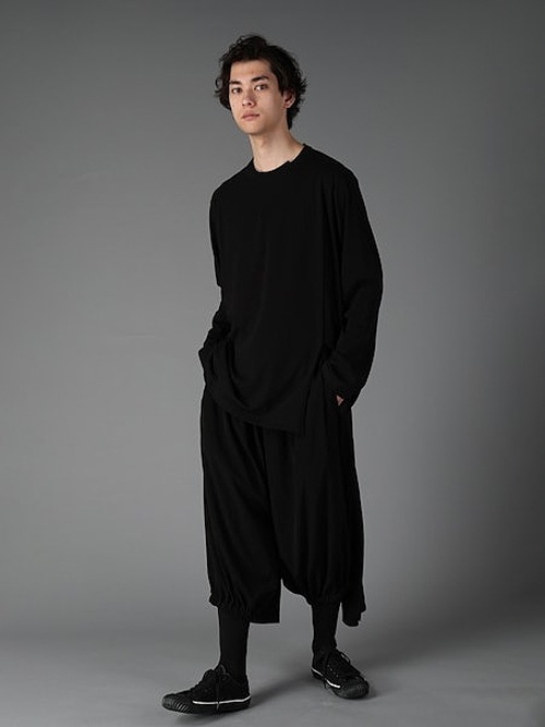 Ground Y�����饦��ɥ磻/30/- COTTON JERSEY MIX TIERED LONG SLEEVED T/BLACK
