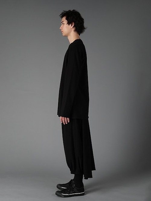 Ground Y�����饦��ɥ磻/30/- COTTON JERSEY MIX TIERED LONG SLEEVED T/BLACK