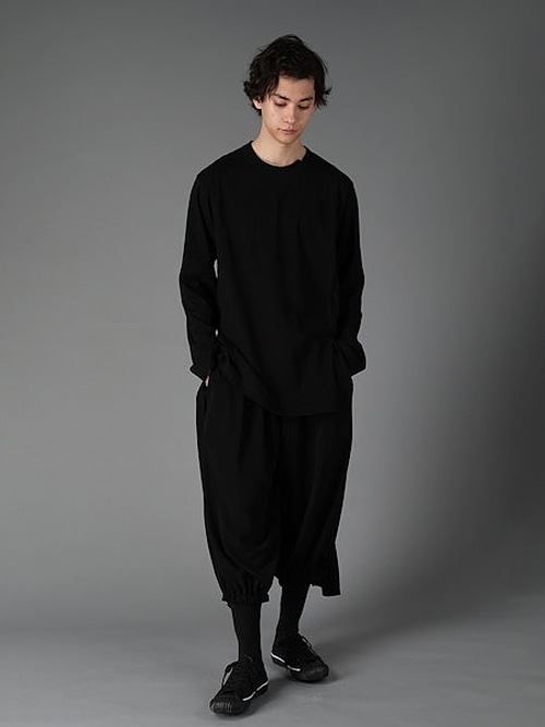 Ground Y�����饦��ɥ磻/30/- COTTON JERSEY MIX TIERED LONG SLEEVED T/BLACK