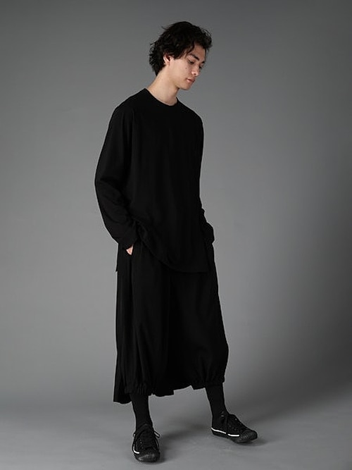 Ground Y�����饦��ɥ磻/30/- COTTON JERSEY MIX TIERED LONG SLEEVED T/BLACK