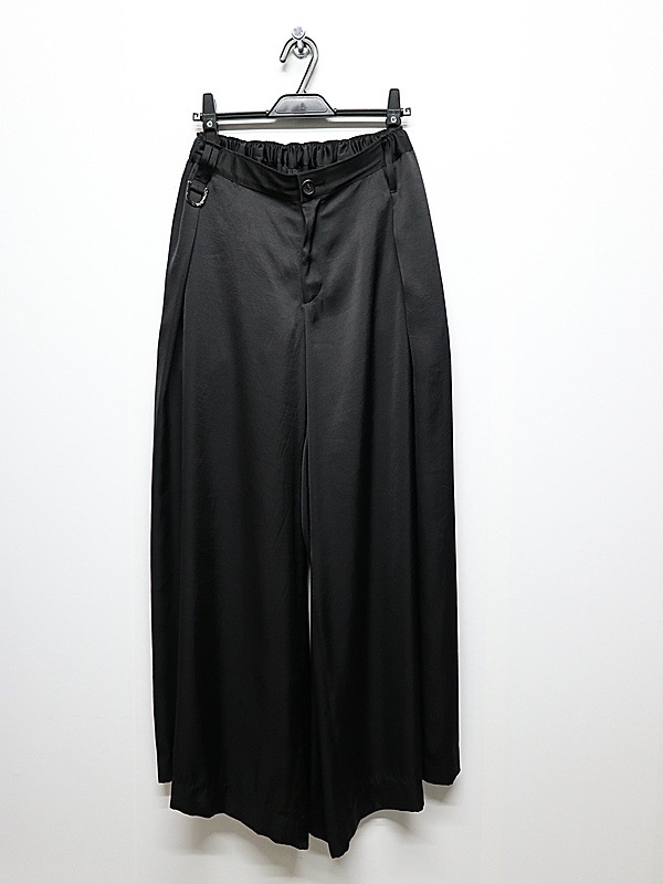 (ͽ���ʡ�8������9������ͽ��/kiryuyrik������奦����奦/Vintage Satin Wide Tuck Slacks/Black