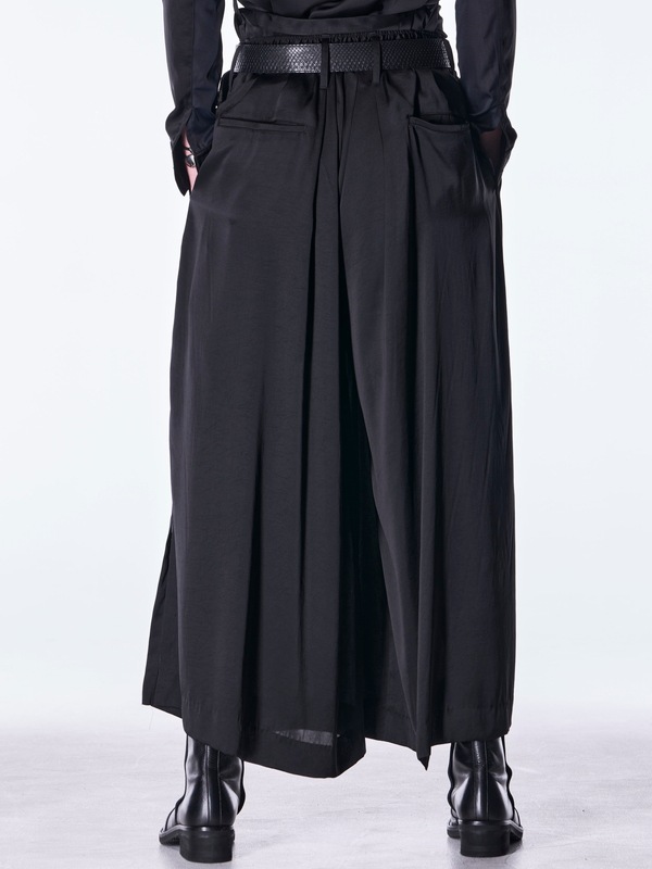 (ͽ���ʡ�8������9������ͽ��/kiryuyrik������奦����奦/Vintage Satin Wide Tuck Slacks/Black