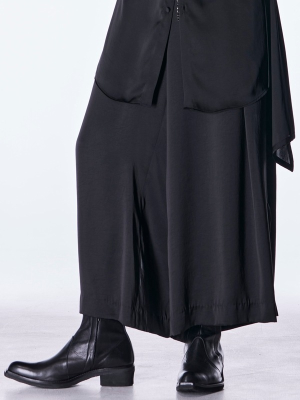 (ͽ���ʡ�8������9������ͽ��/kiryuyrik������奦����奦/Vintage Satin Wide Tuck Slacks/Black