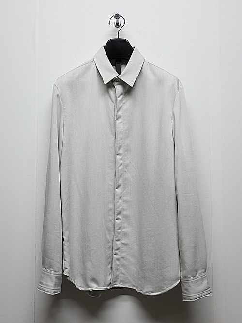 wjk�����֥른��������/fly front shirt/ice gray