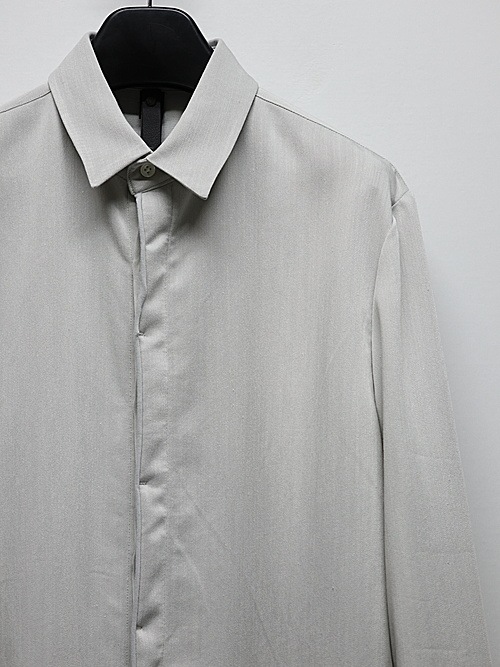 wjk�����֥른��������/fly front shirt/ice gray
