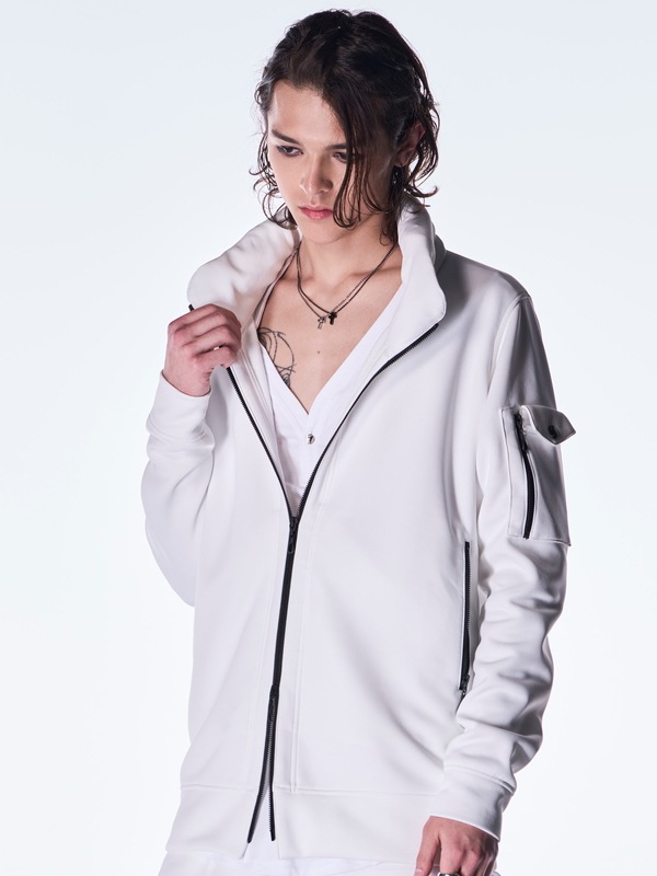(ͽ���ʡ�8������9������ͽ��/kiryuyrik������奦����奦/Double Knit Jersey Stand Collar Blouson/White