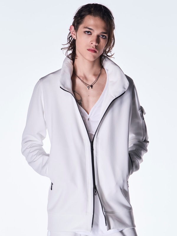 (ͽ���ʡ�8������9������ͽ��/kiryuyrik������奦����奦/Double Knit Jersey Stand Collar Blouson/White