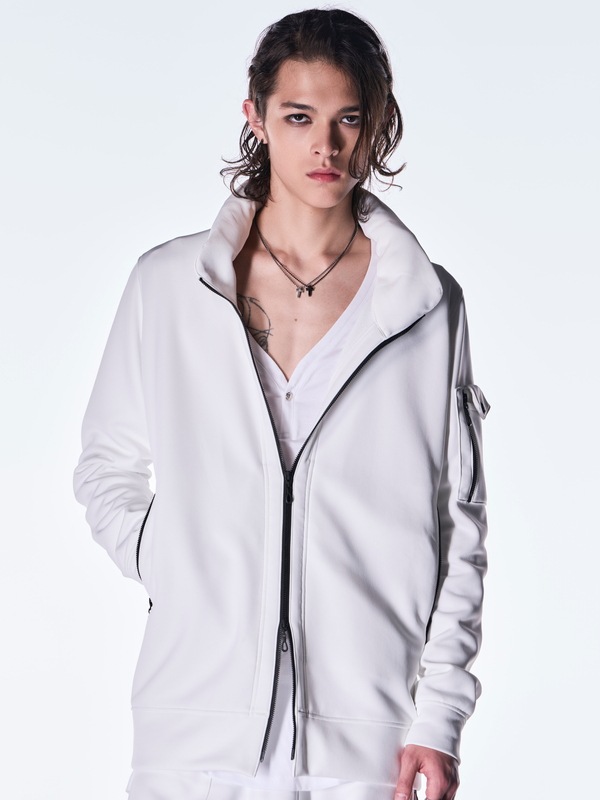 (ͽ���ʡ�8������9������ͽ��/kiryuyrik������奦����奦/Double Knit Jersey Stand Collar Blouson/White
