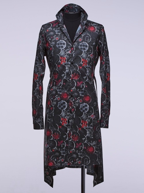 �㴰���THE ONENESS�ʥ����ͥ���/Recycled PE Taffeta EDEN Stand Collar Flare Shirt/OBSIDIANEDEN