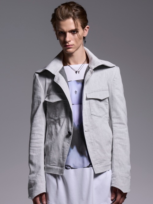 (ͽ���ʡ�4��5������ͽ��/kiryuyrik������奦����奦/Denim Napoleon Blouson/Gray