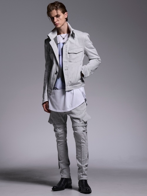 (ͽ���ʡ�4��5������ͽ��/kiryuyrik������奦����奦/Denim Napoleon Blouson/Gray