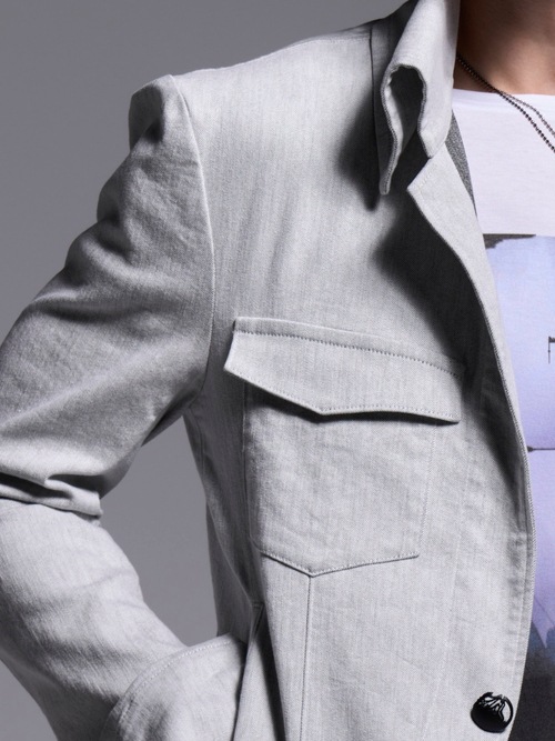 (ͽ���ʡ�4��5������ͽ��/kiryuyrik������奦����奦/Denim Napoleon Blouson/Gray