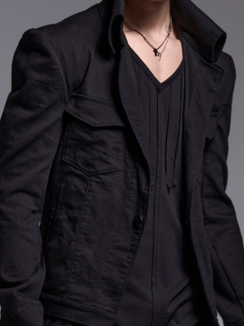 (ͽ���ʡ�4��5������ͽ��/kiryuyrik������奦����奦/Denim Napoleon Blouson/Black