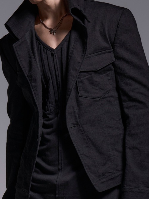 (ͽ���ʡ�4��5������ͽ��/kiryuyrik������奦����奦/Denim Napoleon Blouson/Black