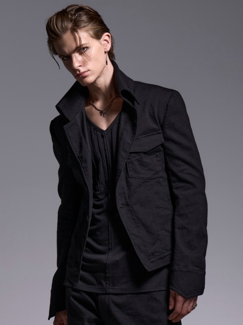 (ͽ���ʡ�4��5������ͽ��/kiryuyrik������奦����奦/Denim Napoleon Blouson/Black