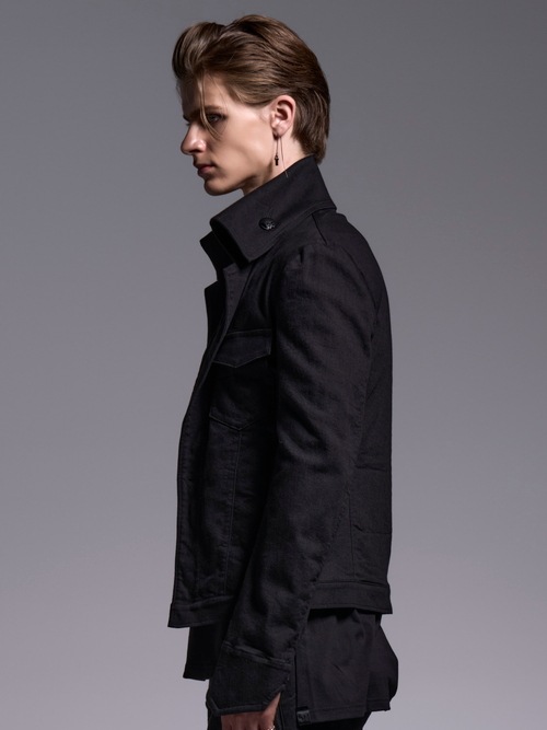 (ͽ���ʡ�4��5������ͽ��/kiryuyrik������奦����奦/Denim Napoleon Blouson/Black