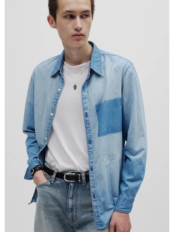 SALE30%OFF/ATTACHMENT�������å�����/6OZ DENIM L/S SHIRT/L.NAVY.
