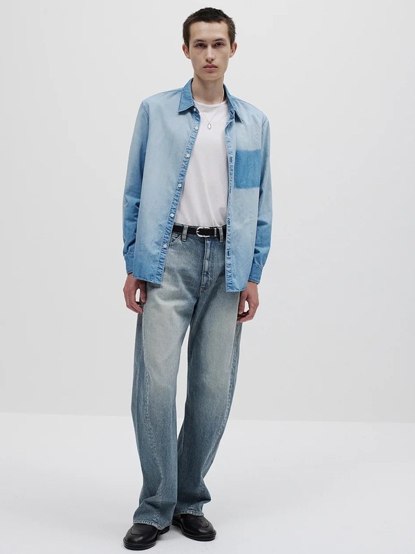 SALE30%OFF/ATTACHMENT�������å�����/6OZ DENIM L/S SHIRT/L.NAVY.