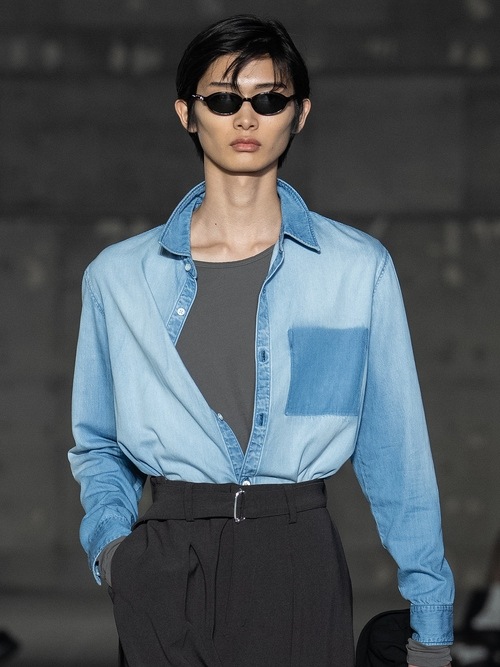 ATTACHMENT�������å�����/6OZ DENIM L/S SHIRT/L.NAVY