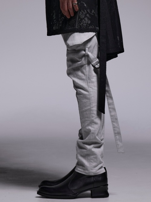 (ͽ���ʡ�4��5������ͽ��/kiryuyrik������奦����奦/Denim Bondage Pants/Gray