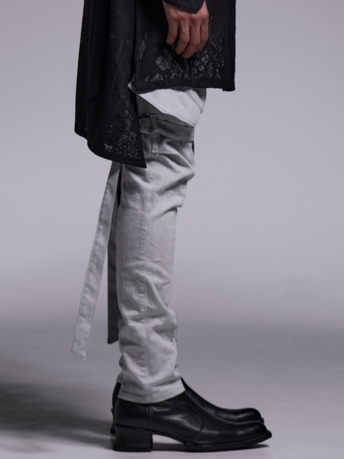 (ͽ���ʡ�4��5������ͽ��/kiryuyrik������奦����奦/Denim Bondage Pants/Gray