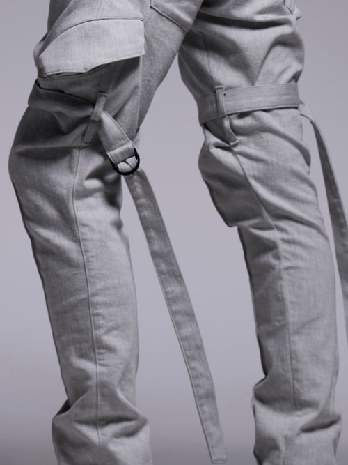 (ͽ���ʡ�4��5������ͽ��/kiryuyrik������奦����奦/Denim Bondage Pants/Gray