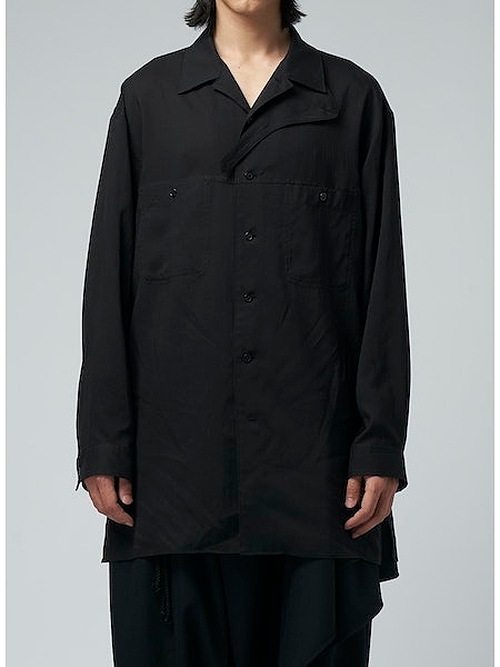 Yohji Yamamoto襦ޥ/CELLROSE LAWN R-OPEN COLLAR CHIN FLAP B/֥å.