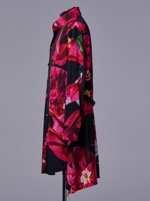 �㴰���THE ONENESS�������ͥ�/Eco Decine Bougainveallea Flare Shirt/Black