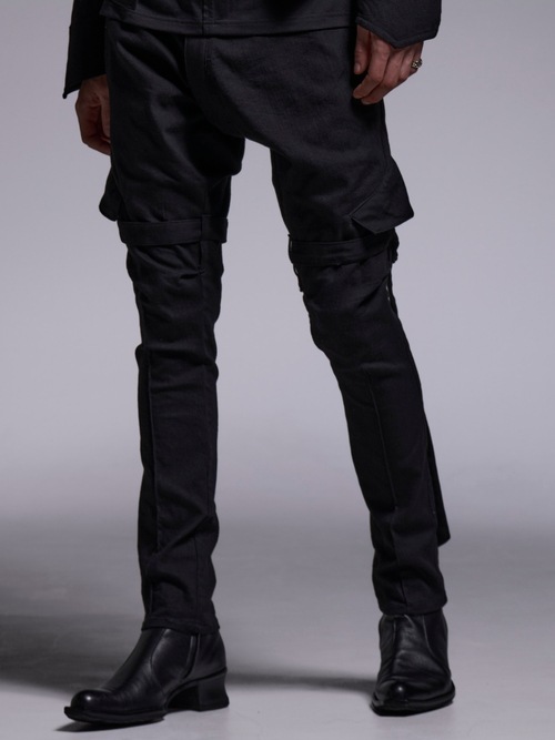 (ͽ���ʡ�4��5������ͽ��/kiryuyrik������奦����奦/Denim Bondage Pants/Black