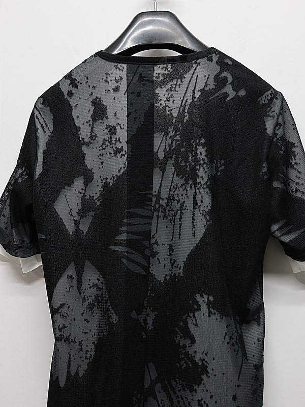 �㴰���kiryuyrik������奦����奦/Opal Mesh Layered T-Shirt/BlackWhite
