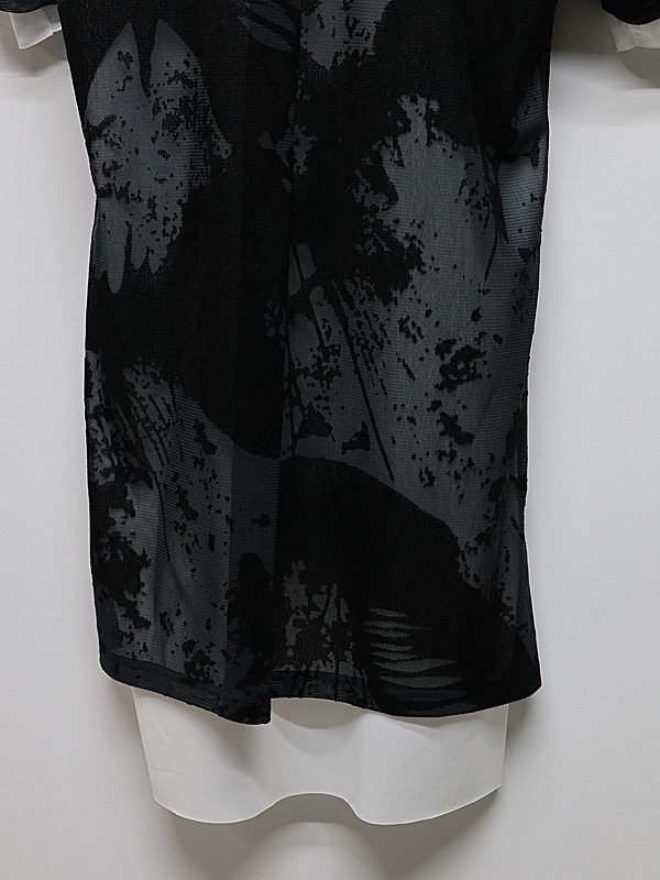 �㴰���kiryuyrik������奦����奦/Opal Mesh Layered T-Shirt/BlackWhite