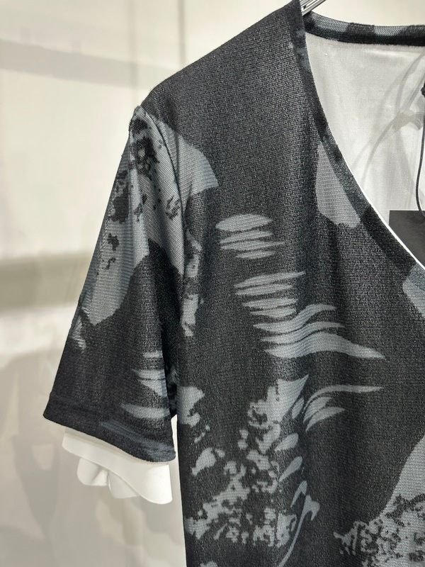 (ͽ���ʡ�8������9������ͽ��/kiryuyrik������奦����奦/Opal Mesh Layered T-Shirt/BlackWhite