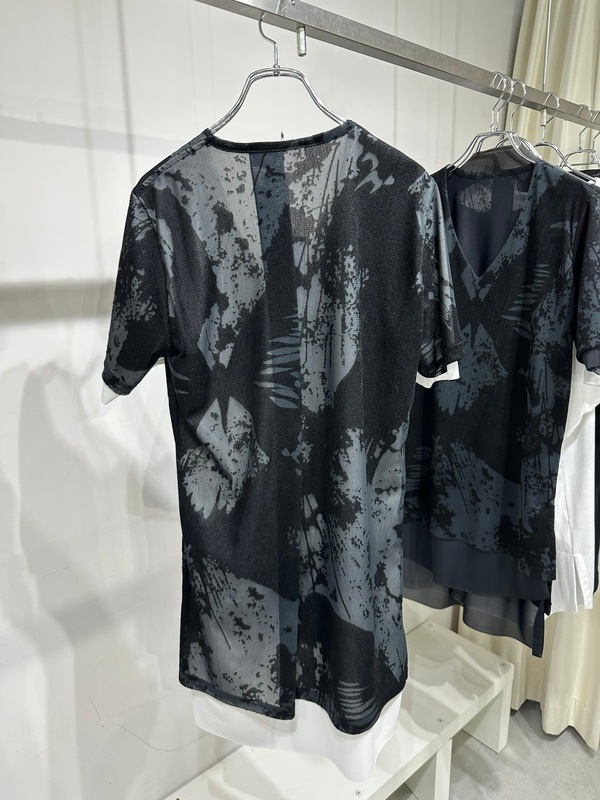 (ͽ���ʡ�8������9������ͽ��/kiryuyrik������奦����奦/Opal Mesh Layered T-Shirt/BlackWhite
