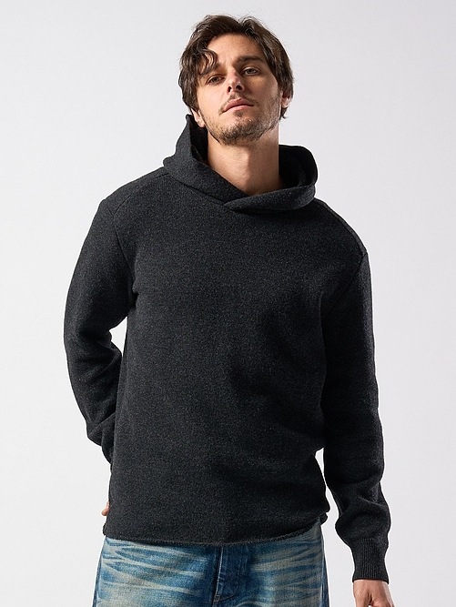 wjk֥른/back pile hoodie/black