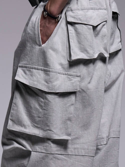 (ͽ���ʡ�4��5������ͽ��/kiryuyrik������奦����奦/Denim Cargo Pants/Gray