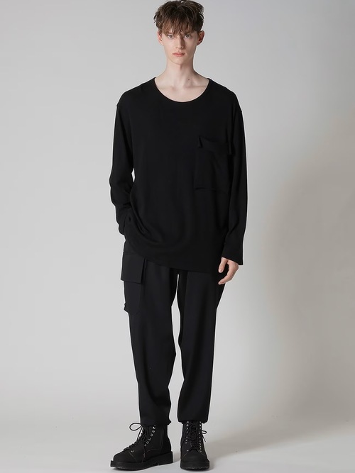 Yohji Yamamoto襦ޥ/ʥ󥴥ץ졼ƥŷ ݥåդĹµ/BLACK