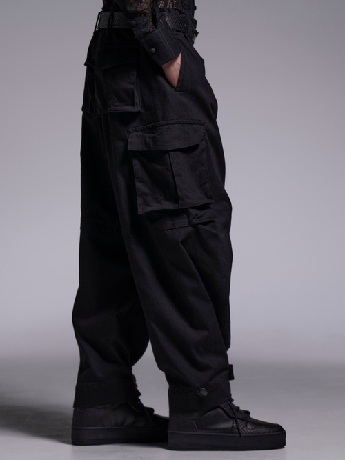 (ͽ���ʡ�4��5������ͽ��/kiryuyrik������奦����奦/Denim Cargo Pants/Black