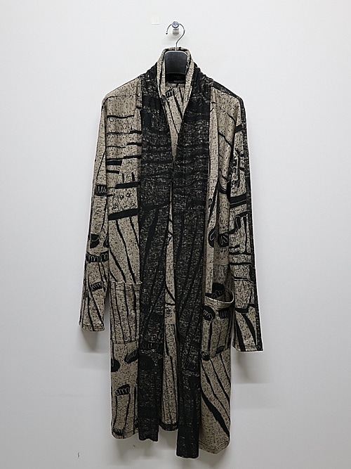 �㴰���nude:masahiko maruyama ���̡���:�ޥ��ҥ��ޥ���/40 Linen Jersey Pigment Print CARDIGAN/Black-Beige