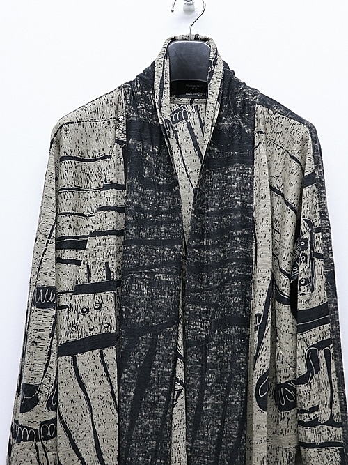 �㴰���nude:masahiko maruyama ���̡���:�ޥ��ҥ��ޥ���/40 Linen Jersey Pigment Print CARDIGAN/Black-Beige