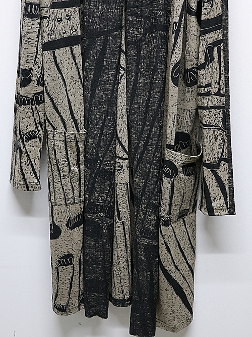 �㴰���nude:masahiko maruyama ���̡���:�ޥ��ҥ��ޥ���/40 Linen Jersey Pigment Print CARDIGAN/Black-Beige