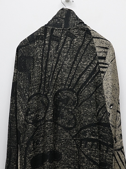 �㴰���nude:masahiko maruyama ���̡���:�ޥ��ҥ��ޥ���/40 Linen Jersey Pigment Print CARDIGAN/Black-Beige