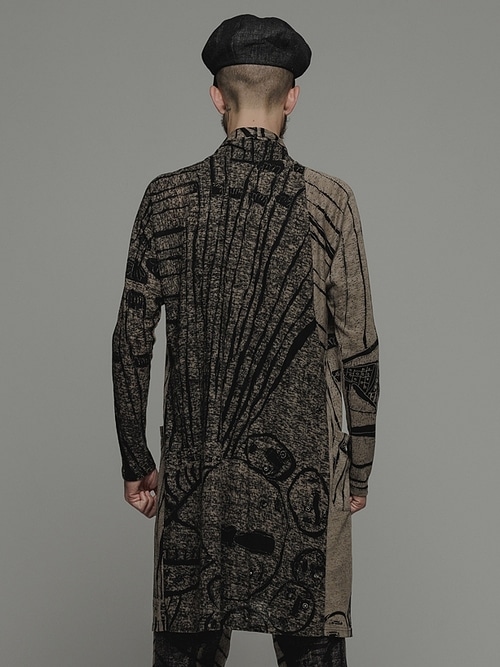 �㴰���nude:masahiko maruyama ���̡���:�ޥ��ҥ��ޥ���/40 Linen Jersey Pigment Print CARDIGAN/Black-Beige