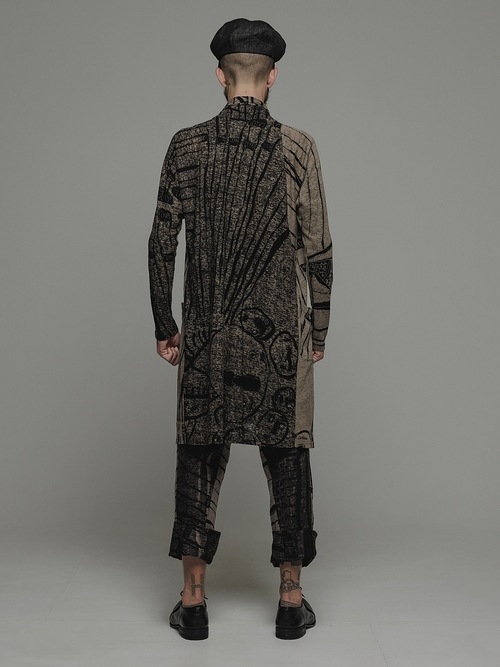 �㴰���nude:masahiko maruyama ���̡���:�ޥ��ҥ��ޥ���/40 Linen Jersey Pigment Print CARDIGAN/Black-Beige